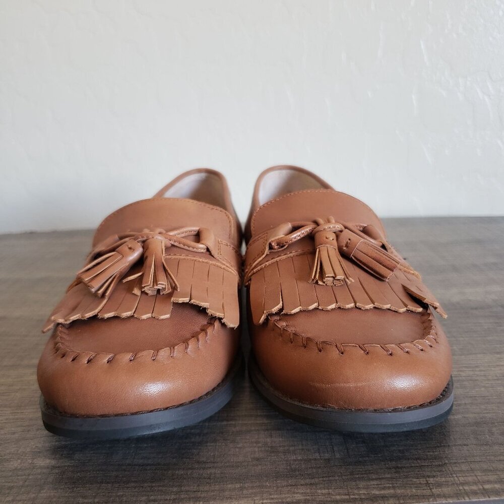 Talbots Leighton Kiltie Fringe Leather Slip-On Loafer Shoes Brown Size Women's 8 - Picture 2 of 12